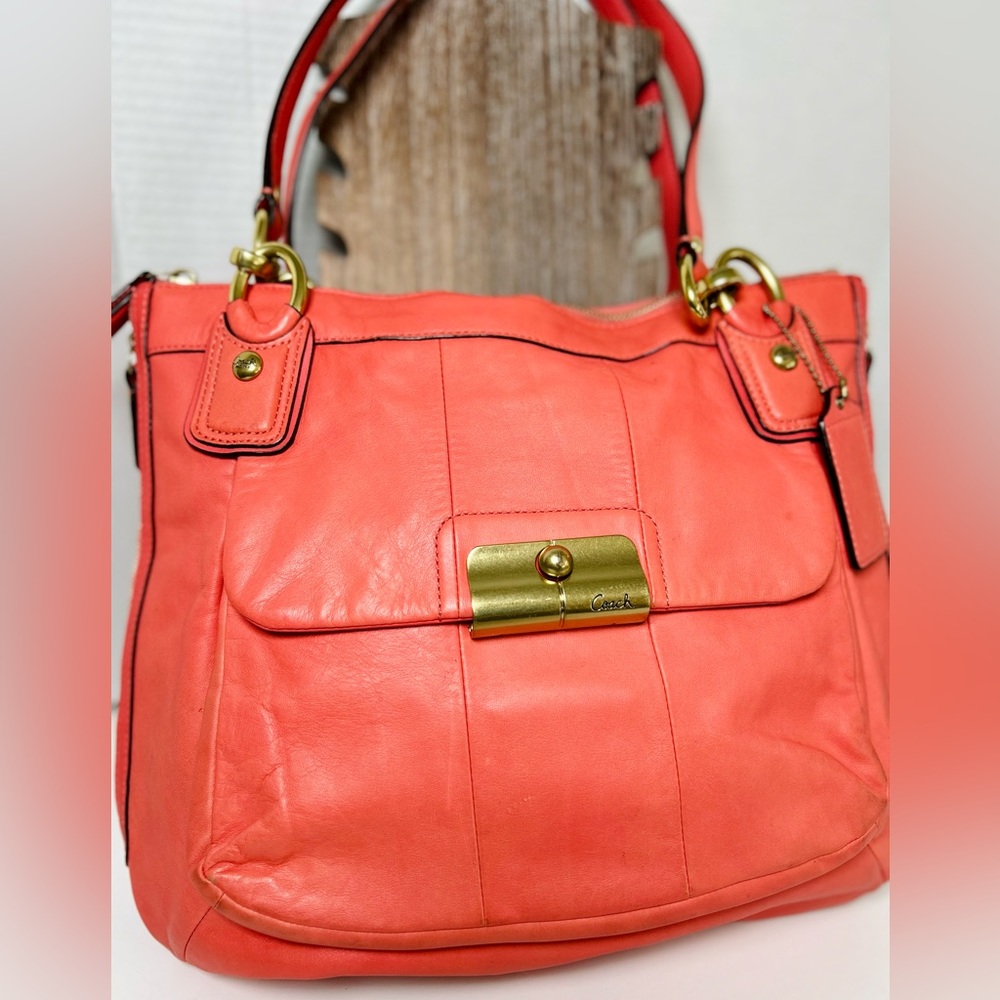 Coach Kristen Leather Handbag - Salmon colored
